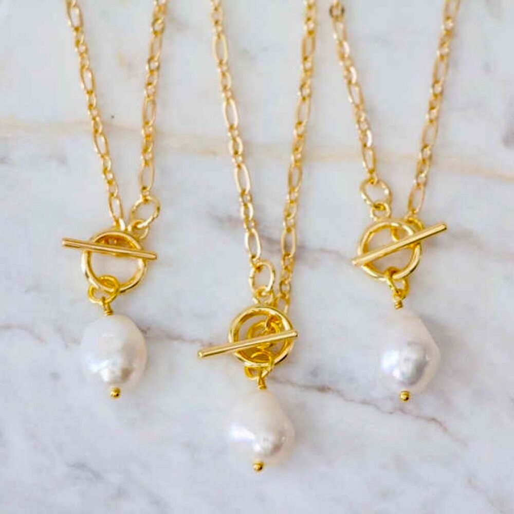 White Pearl Toggle Necklace
